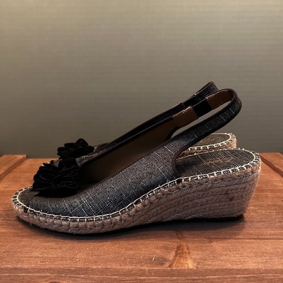 Clarks Shoes - Clarks Artisan Womens Blue Leather Slingback Wedge Sandals Size 9.5M